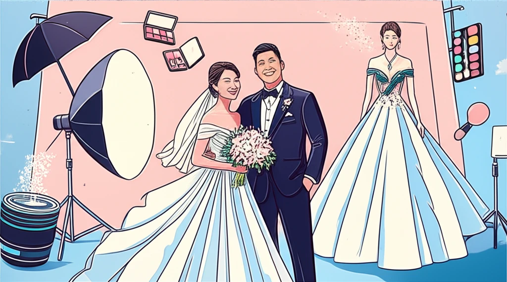 웨딩 박람회에서 상담받는 예비부부의 모습