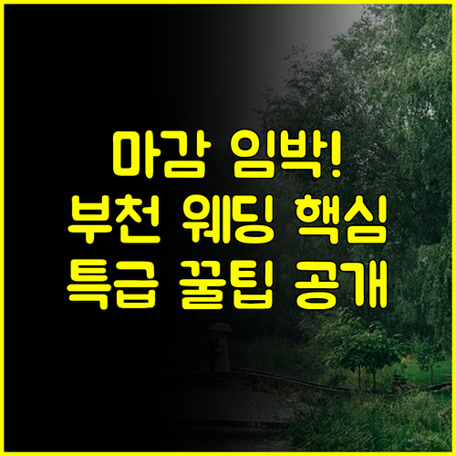 혜택 마감 임박! 부천 결혼박람회 일정 공개, 선착순 특전 확보법 공개