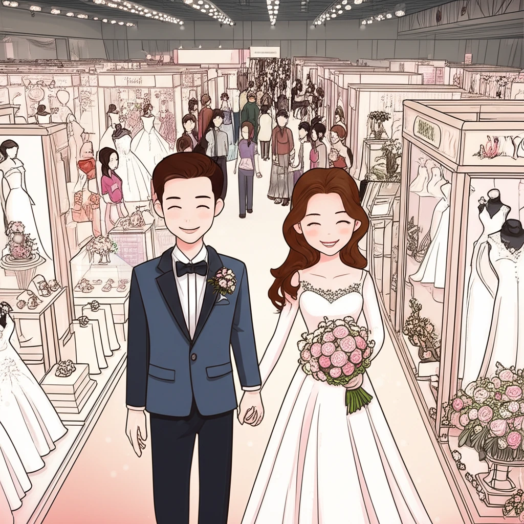 강남 웨딩박람회 주요 일정을 확인하는 모습