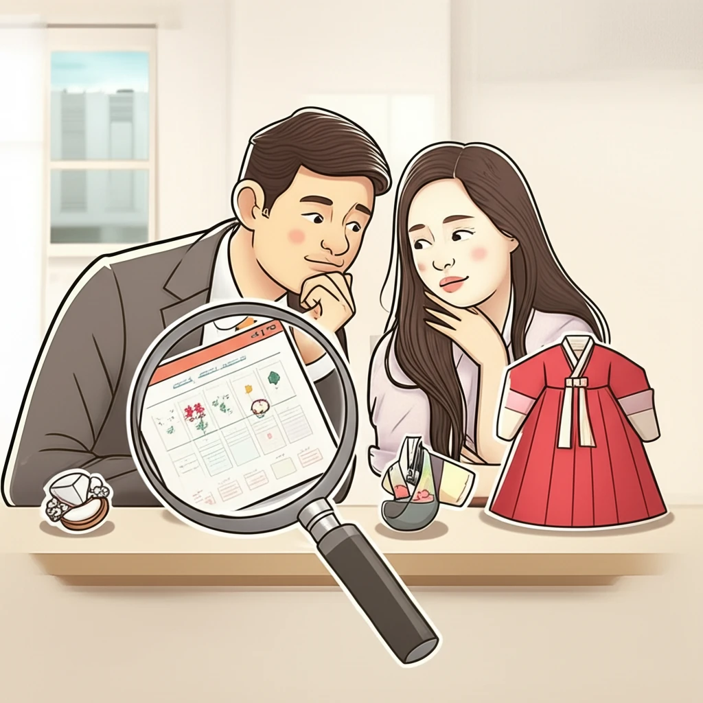 박람회에서 스드메 상담을 받는 예비 부부