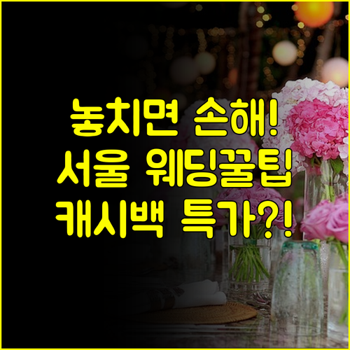 놓치면 후회할 서울 결혼박람회 혜택 총정리 무료입장부터 캐시백까지